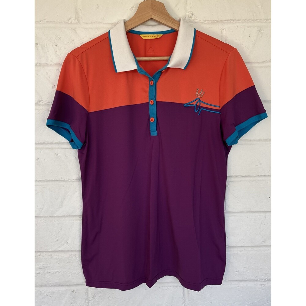 Louis Castel Golf Polo Shirt Women's Size 105 Orange Purple Sports Outdoor